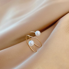 Copper With Pearl Rose Gold Open Ring Inradium 1.7 cm Open