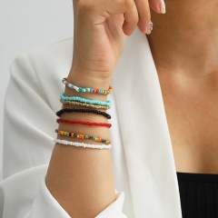 7PCS/Set Charm Beads Elastic Bracelet Set Colorful