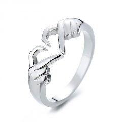 Hand Heart Silver Ring #6