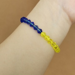 Crystal Beads Flag Color Adjustable Bracelet 16-32 cm Blue+Yellow