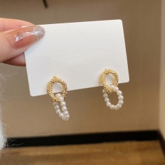 White Pearl Earring 3.1*1.3cm Gold