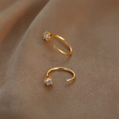 Copper Inlaid CZ Earring 1.5cm Gold
