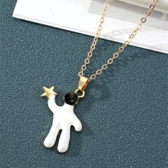 Astronaut Pendant Necklace 50+5cm Gold