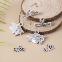 6PCS/Set 2022 Graduation Jewelry Doctorial Hat Stainless Steel Accessory Silver