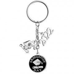 2022 Graduation Jewelry Doctorial Hat Stainless Steel Keychain Silver