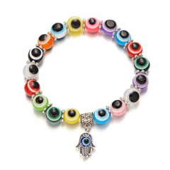 8mm Colorful Evil Eyes Beads Elastic Bracelet Adjustable Colorful