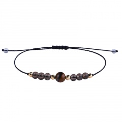 Tigereye Gemstone beads Hand woven Yoga Adjustable Bracelet Brown