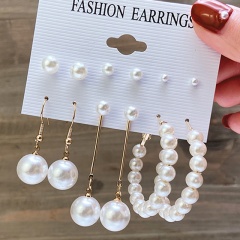 6Pairs/Set Pearl Earring Set Gold