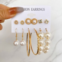 6Pairs/Set Pearl Earring Set Gold