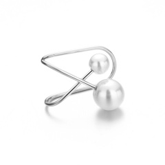 1PC Copper Inlaid Pearl Earclip Earring Silver