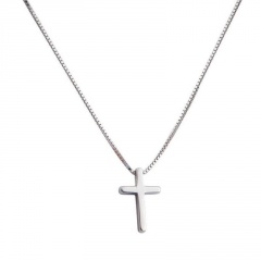 Cross Charm Copper Necklace 42+5cm Silver