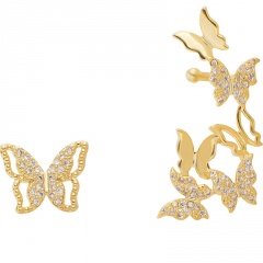 S925 Needle Butterfly Earring 2.5-5cm Gold