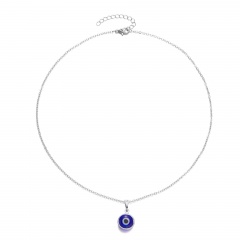 Evil Eye Pendant Gold Chain Necklace 41+5cm Blue